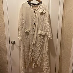 Magnolia Pearl Cream Long Button Front Duster Coat